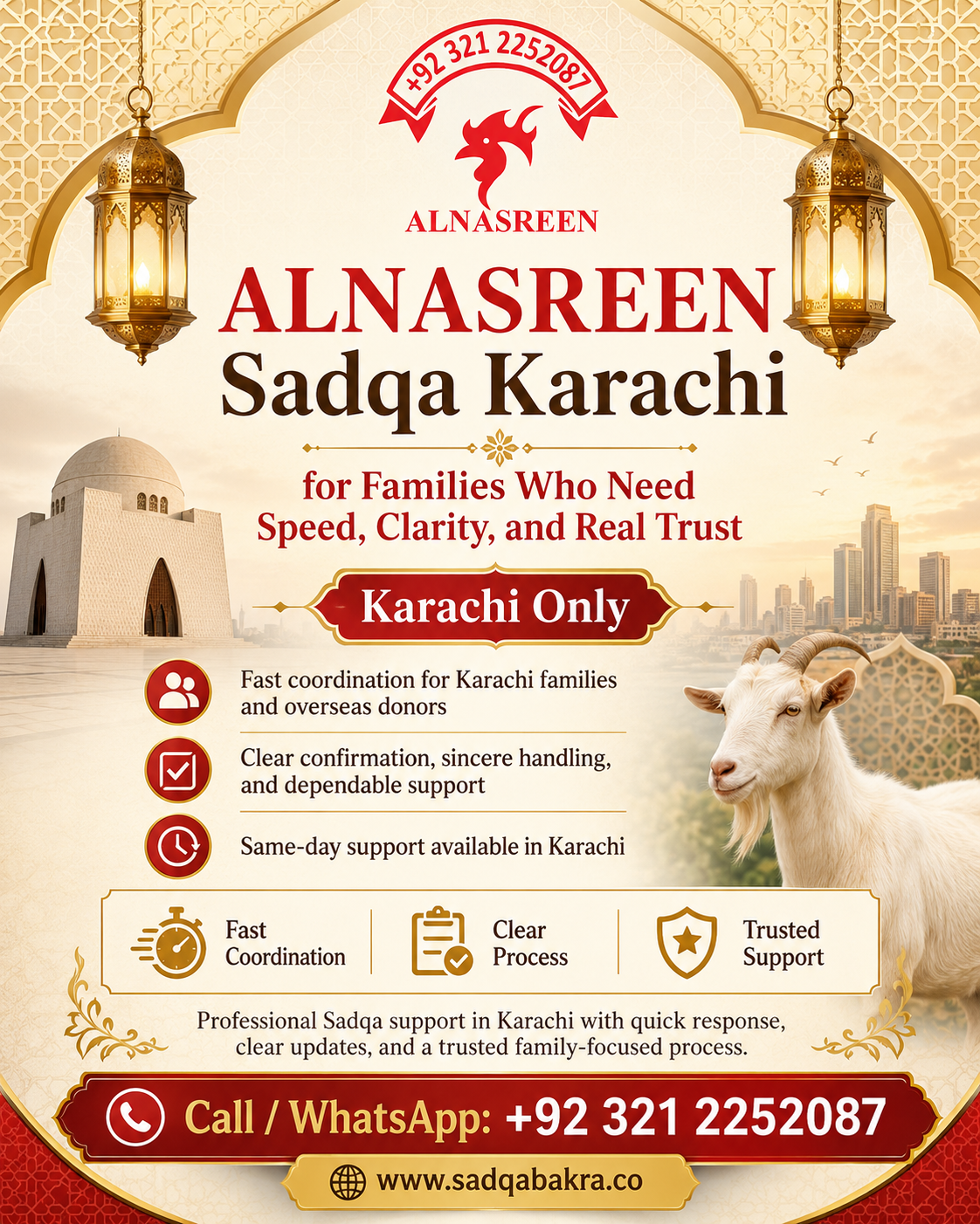 ALNASREEN Sadqa Karachi service for families with fast coordination clear process trusted support and same-day help